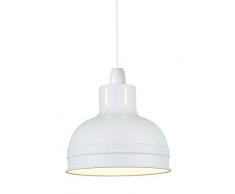 Lighting Collection Suspension industrielle en forme de dôme en métal Blanc cassé