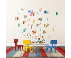 Walplus Autocollant Mural France Conçu A à Z Amovible Auto-Adhésif Mural Art Stickers Vinyle Maison Décoration DIY Salon Chambre Bureau Décor Peint Enfants Chambre Cadeau, Multicolore