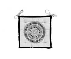 Soleil docre Mandala Dessus de Chaise, Coton, Gris, 40 x 40 x 5 cm