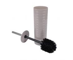 Bain 07518 Brosse WC Plastique strie Manche INOX Urban Taupe, Taille Unique