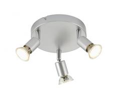 Briloner Leuchten 2906-034 plafonnier, Spots, Lampe Salon denfant ou Chambre a Coucher, Applique LED, orientable, Métal, GU10, 3 W, Titan, 16 x 16 x 13 cm