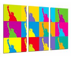 Tableau Moderne Photographique, Impression sur bois, Couleurs de mosaïque, Statue originale Liberty, City, 97 x 62 cm, ref. 26990