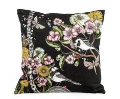 Nadja Wedin design wagtails Printemps en Velours Noir â Housse de Coussin 48 X 48 cm