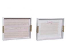 Item Int LC-162615 Plateau en bois taupe Rose 40 x 30 x 5 cm