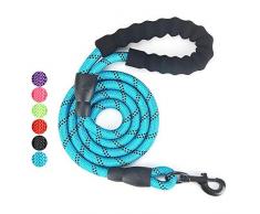 Vineco PoignÃ©e RembourrÃ©e Douce, Fils TrÃ¨s RÃ©flÃ©chissants, Sacs Ã DÃ©chets et Distributeur, 1,5 m Corde Laisse pour Tous Les Chiens de Taille, Bleu