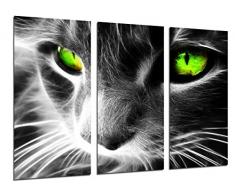 Tableau Moderne Photographique, Impression sur bois, Yeux de chat de couleurs, animaux, 97 x 62 cm, ref. 26517