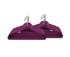 JVL Gamme Premium Toucher Velours Mince Ã©conomiser de lespace antidÃ©rapant cintres, Violet, Pack of 100