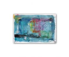 CUADRIMAN Abstrait Tableau rationnelle, Bois, Bleu, 90Â x 60Â cm