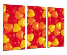 Tableau Moderne Photographique, Impression sur bois, Bonbons de décoration, coeurs colorés, Gummies, 97 x 62 cm, ref. 26822