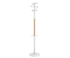 Unillux Access Portemanteau sur pied 6 PatÃ¨res avec Porte-parapluies et Egouttoir 175 x 34 cm Bois/Blanc