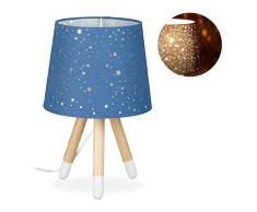 Relaxdays 10028043_45 Lampe de Chevet veilleuse pour Enfants,garÃ§ons et Filles,E14. Abat-Jour Rond, 40cm de Hauteur, Bleu