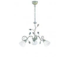 TRIO, Lustre, Traditio 3xE14, max.40,0 W Verre, Blanc, Corps: metal, gris ancien Ã:70,0cm, H:150,0cm IP20