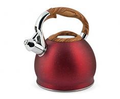 H & H Bouilloire avec sifflet inoxydableÂ âÂ 2,5Â l, acier inoxydable, rouge