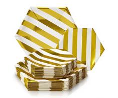 Silver Spoons 1880X12 Service DE Vaisselle DE FÃTE JETABLE 432 PCS Design hexagonal, Or