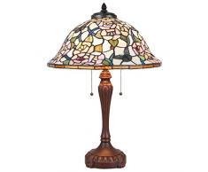 Lumilamp 5LL-5183Tiffany Still Lampe de Table Motif Fleurs Multicolore à 46 x 65 cm E27 Max. Parapluie décoratif en Verre 3 x 60 W Fait à la Main Style rétro Antique