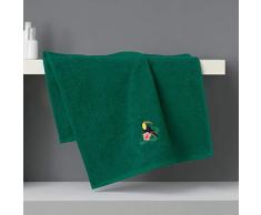 douceur dintérieur serviette de toilette 50x90 cm eponge brodee toucalaos vert