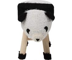 Kare 83285 Tabouret de Jardin Rond avec Housse en Velours Gris Motif Panda Cousu et Mignon pour Chambre denfant 100% Polyester Noir Blanc 35 x 40 x 27 cm
