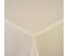 Venilia Ãcru Linge de Table Nappe en Lin et Laine de Coton avec enduction Acrylique Double et Anti-Taches, imperméable aux liquides, Rondes, 160 x 160 cm, 55178