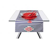 Excelsa Boston Chemin de Table 100% Coton, Rouge et Bleu, 45 x 140 cm