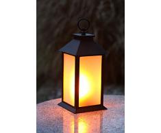 Flower Power Fire Casa Lanterne LED en plastique Noir 12 x 11,5 x 22,5 cm