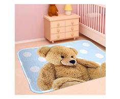 HOK- Tapis Ultra Doux Teddy Bleu - Polyester - 70 X 95 cm - Tapis Chambre Enfant - Made in Europe
