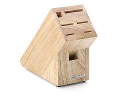 Continenta Bloc Ã Couteaux en Bois dhÃ©vÃ©a avec Fentes pour 5 Couteaux, Fusil et Ciseaux 22 x 9,5 x 20 cm (sans Couteau)
