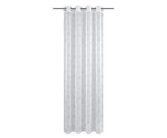 Löscher-Tirol Ãsenschal Voile Bedruckt mit 8 Silberösen Voilage à Åillets, Tissu, Blanc, 245 x 140 x 1 cm