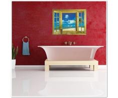 Walplus Sticker Mural avec Vue de Plage en 3D et Pot Ã Fleurs