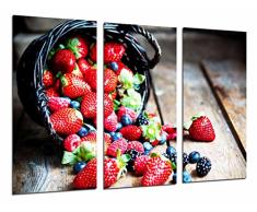 Tableau Moderne Photographique, Impression sur bois, Fruit Shop, Panier de fruits de la forÃªt, Fraises, mÃ»res, myrtilles, 97 x 62 cm, ref. 26957