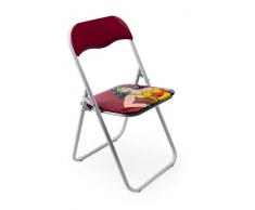Excelsa Supereroi Wonder Woman Chaise Pliante en métal, Rouge, Hauteur de lassise : 80 cm