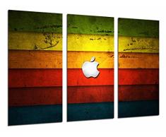 Tableau Moderne Photographique, Impression sur bois, Logo pomme en bois de couleurs, 97 x 62 cm, ref. 26799