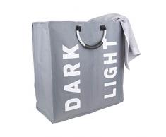 Anika Panier Ã Linge Pliable 2 Sections Gris, Gris, Double