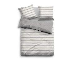 TOM TAILOR 0849914 Parure de lit en Flanelle mÃ©langÃ© avec taie doreiller (Coton 60 % recyclÃ©) et 1 Housse de Couette 155 x 220 cm + 1 taie doreiller 80 x 80 cm Gris