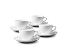 WM Bartleet & â¿Sons 1750 TSET58 Lot de 4 tasses Ã cafÃ© et soucoupes en porcelaine Blanc 225 ml