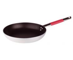 Pentole Agnelli Ligne Cookware System PoÃªle Ã©vasÃ©e Basse avec Manche Tubulaire INOX Cool, Rouge 28Â cm Argent/Rouge