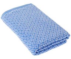 Lasa Home Draps 70x140, Collection Shibori, Motifs Mosaic, Bleu 100% Coton, 70x140x1 cm