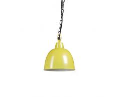 Relaxdays Luminaire Lampe Ã suspension abat-jour mÃ©tal en forme de cloche intÃ©rieur blanc style industriel rÃ©tro vintage chaÃ®ne suspension mÃ©tal HxlxPÂ : 128 x 18 x 18 cm, jaune