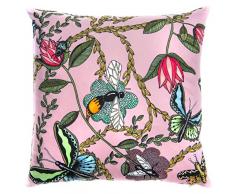 Nadja Wedin design Les Insectes et Papillons Rose â Housse de Coussin Velours 48 x 48 cm