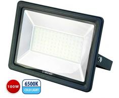 Velamp IS781 Projecteur LED SMD 8000 lumens (100W). Structure en Aluminium. IntÃ©rieur ou extÃ©rieur: IP65 Easy Connect. Orientable. pour Jardins, dÃ©pots, magasins, parkings, 100 W, Noir