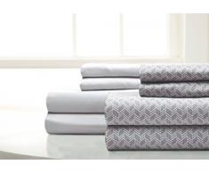 Haight Ashbury Fletch Lot de draps en Microfibre, Microfibre, Argenté., Queen Size