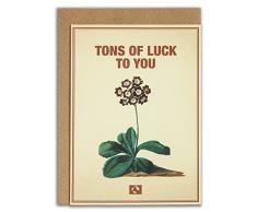 Message Earth 3264434 Carte Double Eco-Design avec Enveloppe Motif Tons of Luck to You Beige Papier Recyclé 16,3 x 12,15 cm