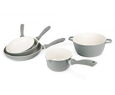Excelsa 62093 Batterie de casseroles et poêles avec revêtement, Fonte daluminium, Gris, 5 unité