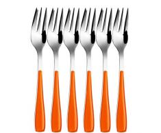 BUGATTI EZOU-057F17/6 Essenza Ménagère de 6 Pièces Fourchette à Gâteau SAN/Acier Orange 16 x 20 x 3 cm