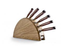 Del Ben CUSINE/R/6/14 Ensemble de Couteaux avec PoignÃ©es en Bois Cocobolo Acier INOX dans Bloc ChÃªne