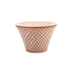 Sabot Living Saladier Moyenne avec Dessins, céramique, Blanc et Moutarde, 20 cm