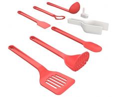 Venn Balance de cuisine avec grattoir intÃ©grÃ©, Silicone, rouge, Set of 8