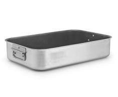 PARDINI Omnia Plat Ã rÃ´ti Anti-adhÃ©sif en Aluminium, ArgentÃ©/Noir, 50 x 35 cm