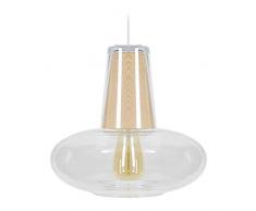 Tosel 16766 Suspension 1 Lumière, Verre/, E27, 40 W, Transparent, 20 x 80 cm