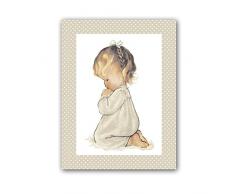 CUADRIMAN nar-tb-03-bt Tableau Fille Rezando, Bois, Beige, 43Â x 33Â cm