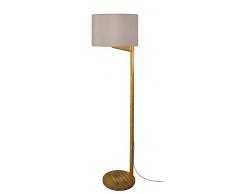 Tosel 51462 Lampadaire Bois/Abat Jour Tissu, E27, 40 W, Gris, 40 x 168 cm